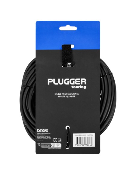 PLUGGER TOURING XLRF-JACKM 10M – Câble XLR femelle 3 broches vers Jack mâle mono 10 m