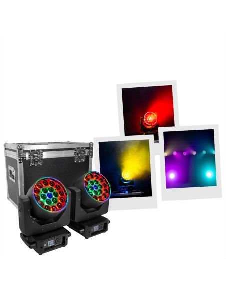 MAC MAH MAC WASH 1915Z-R SET – Pack 2 lyres Wash LED avec flight case