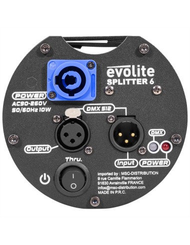 EVOLITE SPLITTER 6 – Distributeur DMX avec sorties isolées