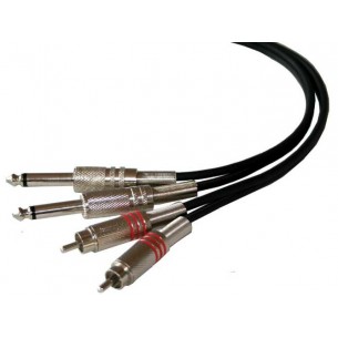 Cable 2 RCA mâles métal avec ressort de protection vers 2 JACK 6.35mm mâles mono 5m  