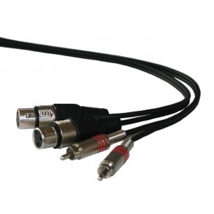 Cable ou cordon 2 RCA mâles métal avec ressort de protection vers 2 XLR femelles, 1,50m  