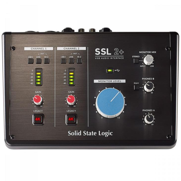 SOLID STATE LOGIC SSL2+ - Interface audio 2 in/4 out USB-C chez Sonopro-Discount.com et Sonopro Les Mags Lorient Caudan et Vannes