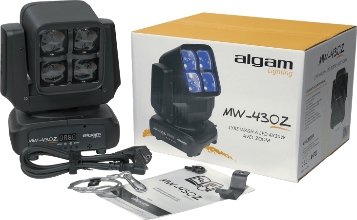 ALGAM LIGHTING MW430ZOOM - Lyre Wash 4 x 30W RGBW avec Zoom chez Sonopro-Discount.com et Sonopro Les Mags Lorient Caudan et Vannes