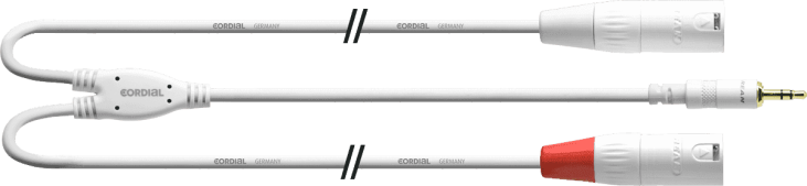 CORDIAL CFY3WMM-SNOW. Câble mini jack stéréo / 2 XLR mâle - 1.8M blanc