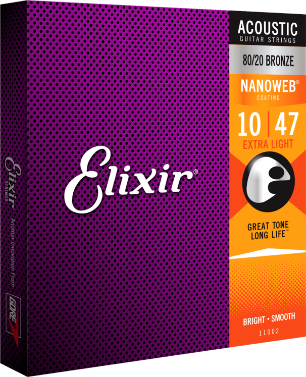 Elixir CEL 11052 Jeux Light nanoweb 12-16-24-32-42-53 - Cordes pour guitare acoustique chez Sonopro-Discount.com et Sonopro Les Mags Lorient Caudan et Vannes