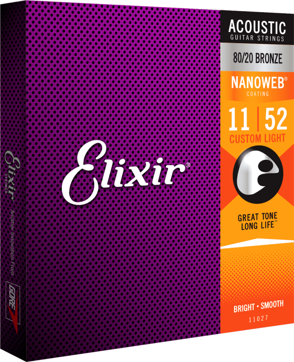 Elixir CEL 11027 Jeux - Custom Light 11-15-22-32-42-52  Cordes pour guitare acoustique chez Sonopro-Discount.com et Sonopro Les Mags Lorient Caudan et Vannes