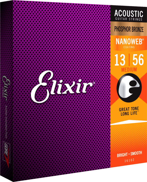 Elixir CEL 16102 - Jeux - Medium 13-17-26-35-45-56 Cordes pour guitare folk chez Sonopro-Discount.com et Sonopro Les Mags Lorient Caudan et Vannes