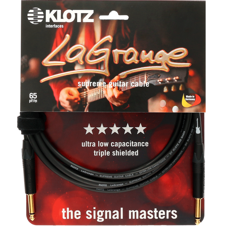 KLOTZ LAGPP0600 - LaGrange câble guitare suprême avec fiche jack et contacts doré 6 mètres chez Sonopro-Discount.com et Sonopro Les Mags Lorient Caudan et Vannes