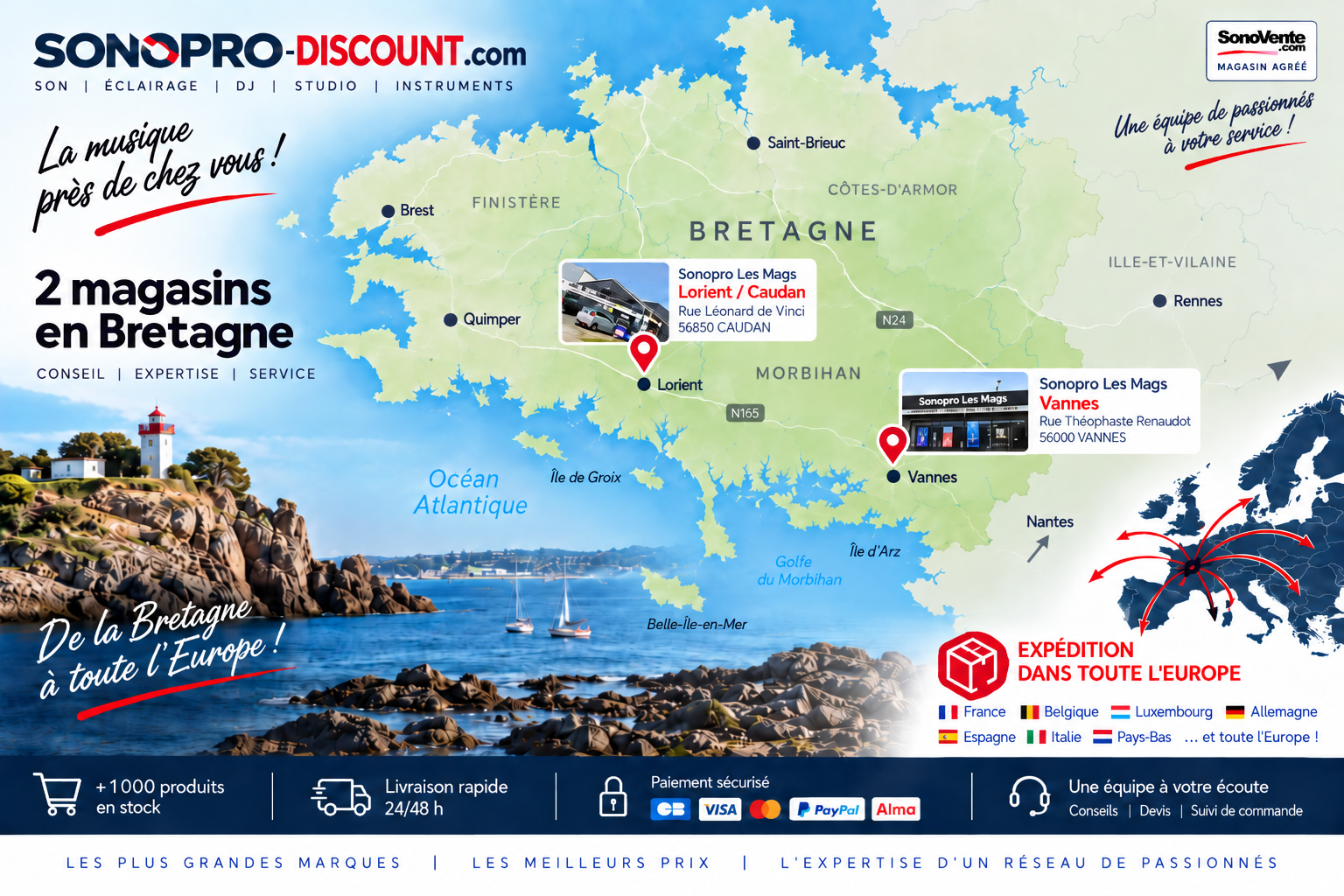 Sonopro Les Mags Lorient Caudan et Vannes - magasins en Bretagne